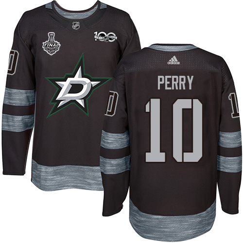 Men Adidas Dallas Stars #10 Corey Perry Black 1917-2017 100th Anniversary 2020 Stanley Cup Final Stitched NHL Jersey->dallas stars->NHL Jersey